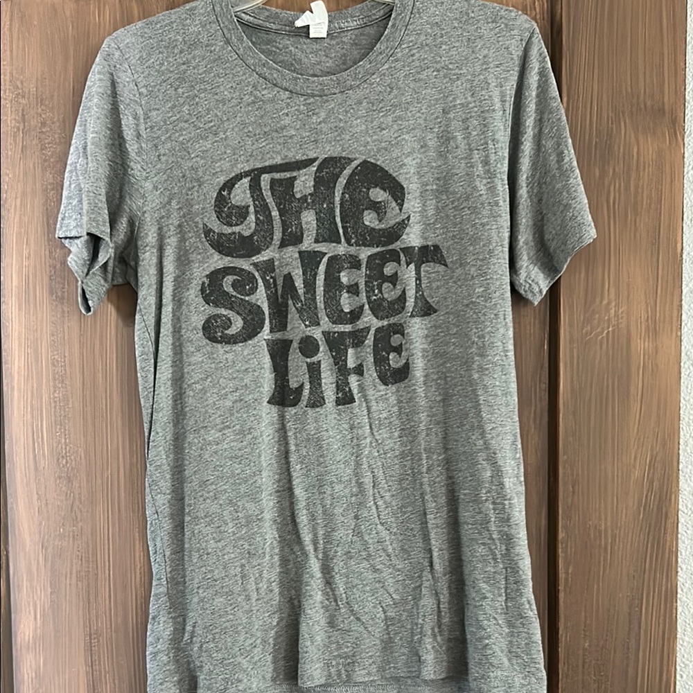 Gray Graphic Tee with 'The Sweet Life' Print